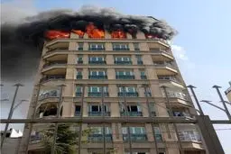 تصاویری از آتش‌سوزی ساختمان ۹طبقه در خیابان جردن