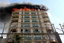 تصاویری از آتش‌سوزی ساختمان ۹طبقه در خیابان جردن