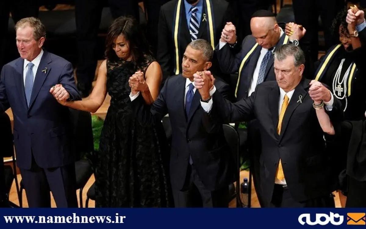 اوباما و بوش در مراسم گرامی داشت افسران پلیس/ عکس