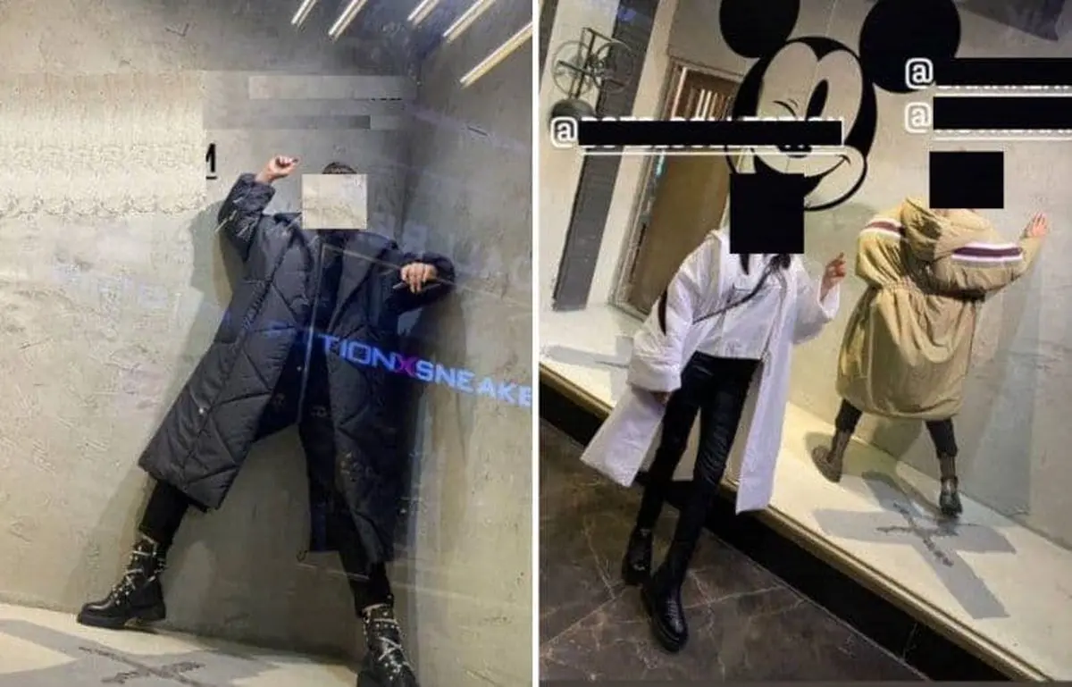 مانکن‌های زنده خانم در ویترین مغازه‌ای در کرمانشاه+عکس