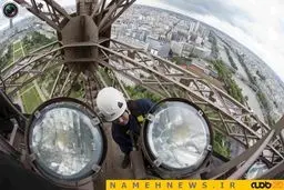 خانه تکانی در برج ایفل+تصاویر