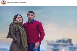 عکس دو نفره بازیکن پرسپولیس در کنار بانویش/ عکس
