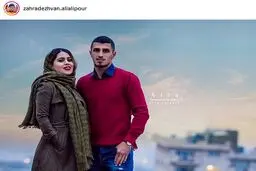 عکس دو نفره بازیکن پرسپولیس در کنار بانویش/ عکس