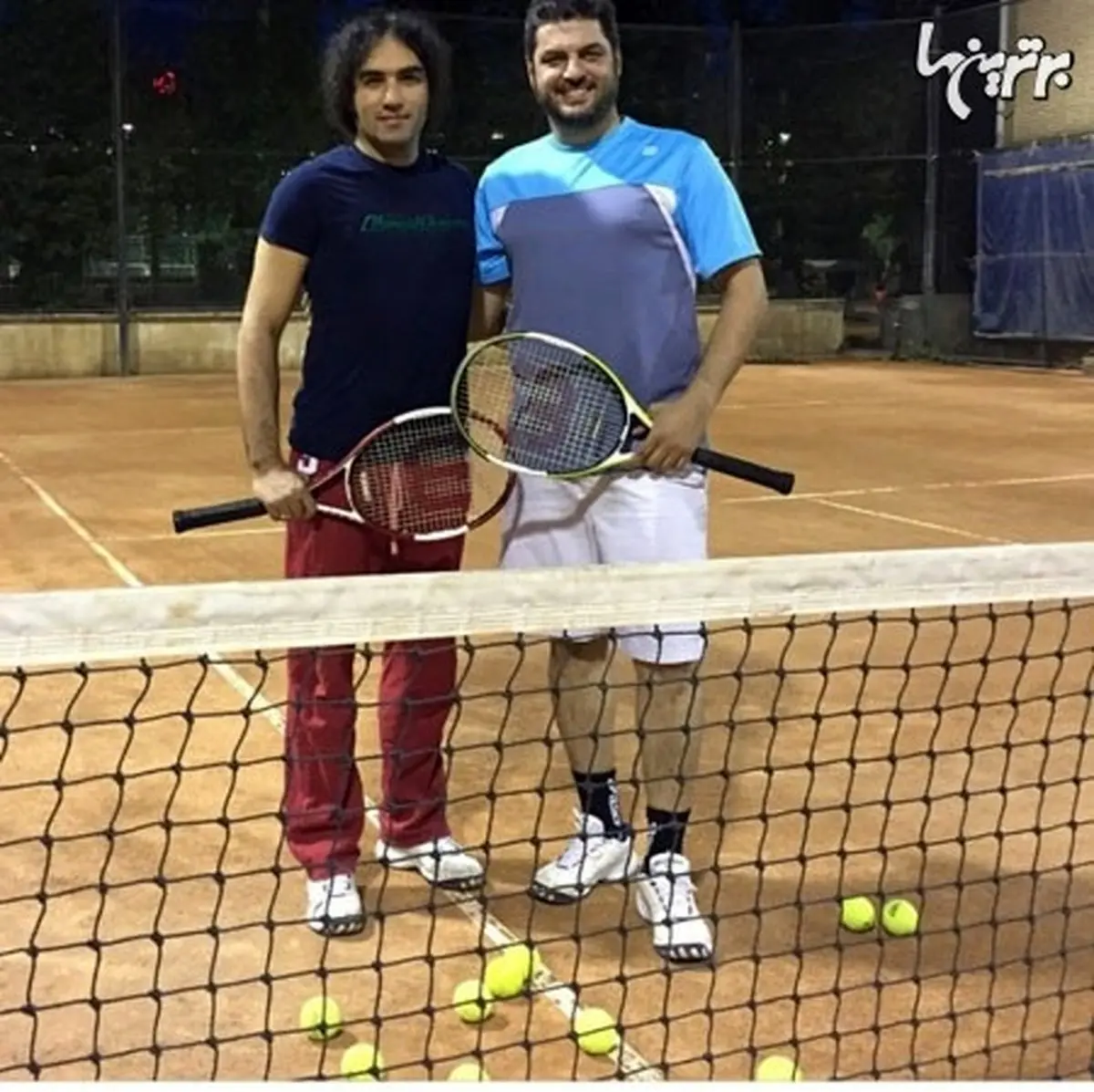 سام درخشانی و رضا یزدانی در حال تمرین تنیس/ عکس