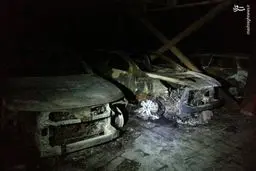 آتش‌سوزی در پارکینگ، لکسوس، ویتارا و توسان را خاکستر کرد/ تصاویر