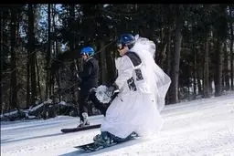 عروسی در پیست اسکی/عکس