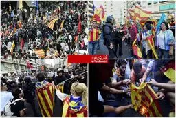 درگیری میان طرفداران و مخالفان جدایی کاتالونیا از اسپانیا در شهر والنسیا/عکس