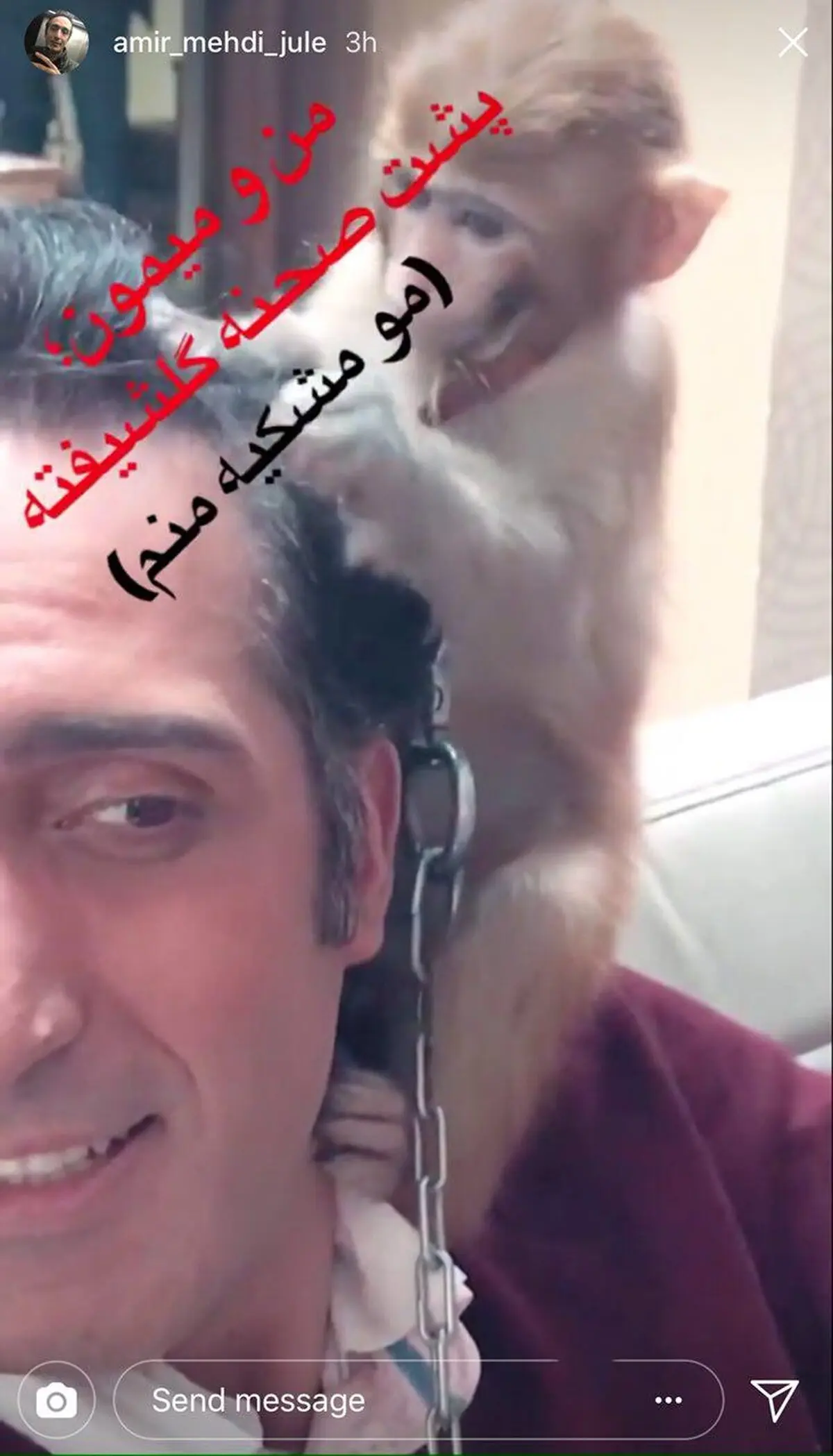 استورى عجيب اميرمهدى ژوله با یک میمون/عکس