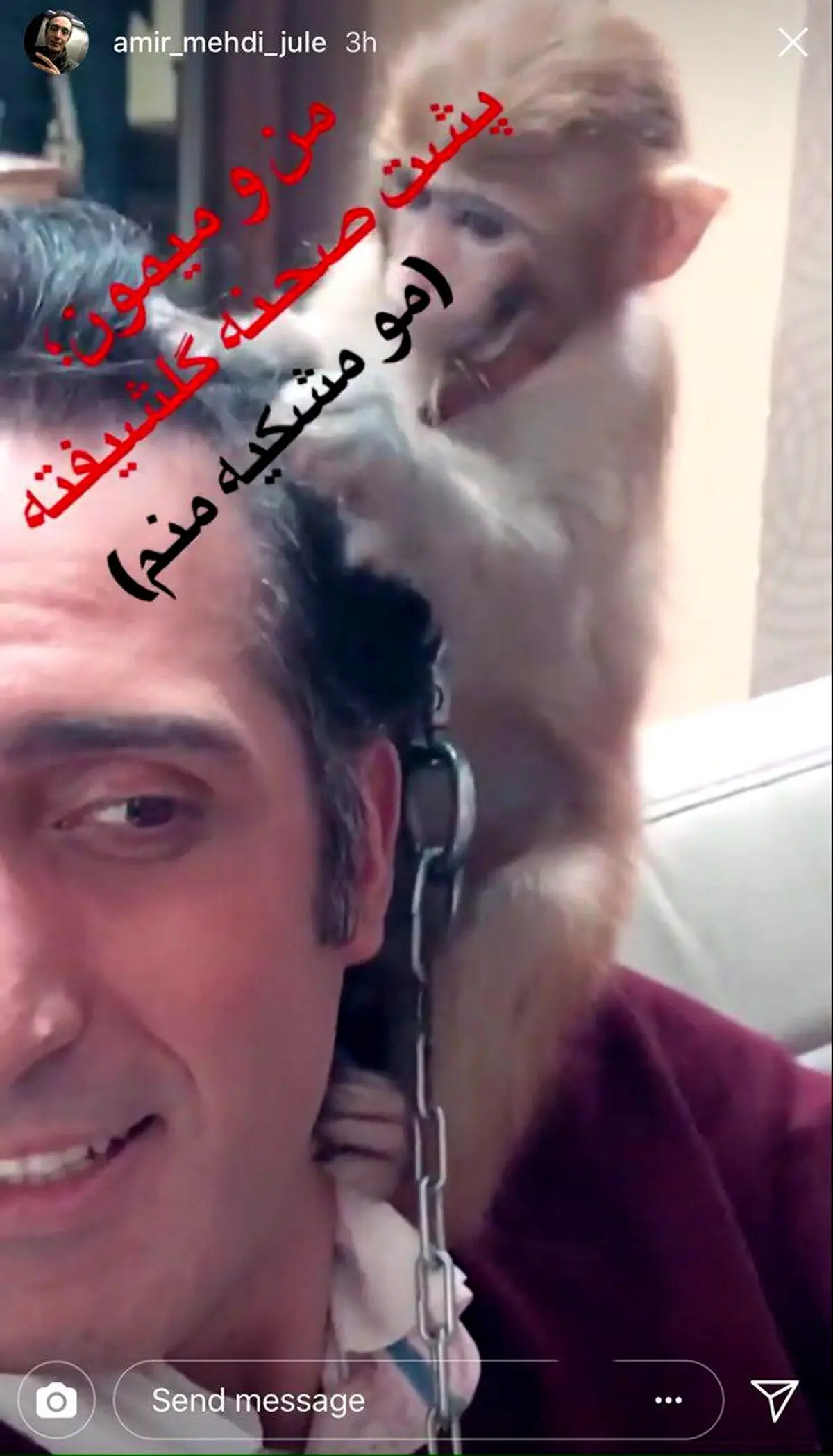 استورى عجيب اميرمهدى ژوله با یک میمون/عکس