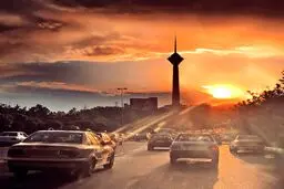 عکسی زیبا از غروب تهران در اتوبان حکیم