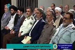 حضور سرلشگر فیروزآبادی و 2 فرزند رهبر انقلاب در مراسم تنفیذ