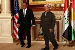 دیدار وزیر دفاع آمریکا با بارزانی در اربیل عراق/تصاویر