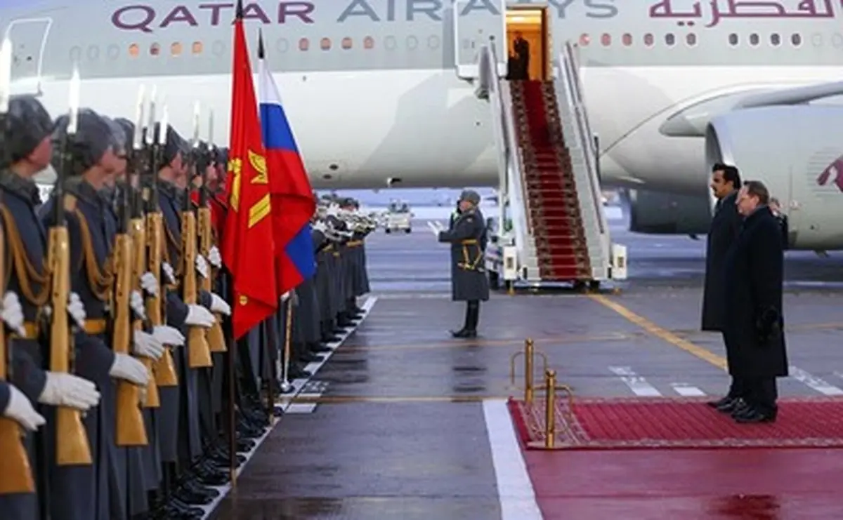 ورود امیر قطر به مسکو/ تصاویر
