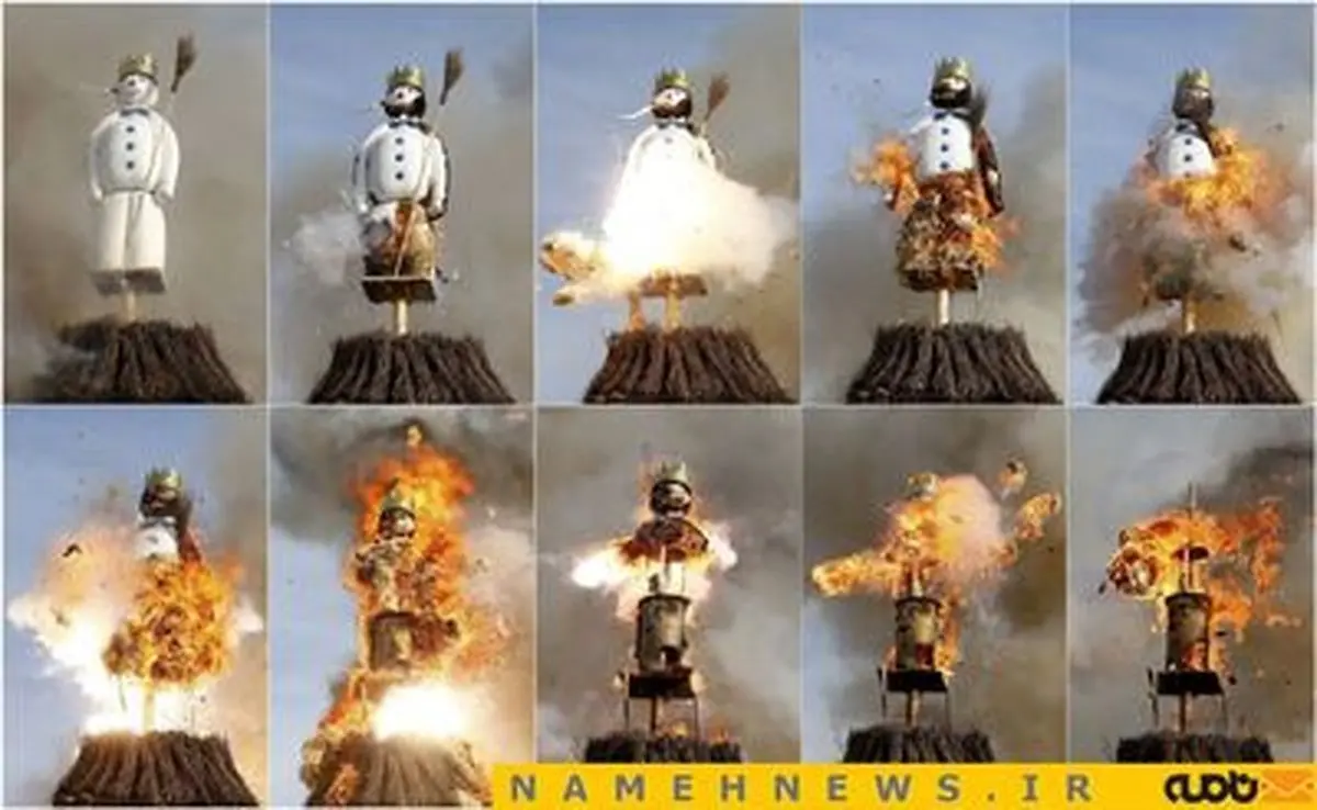 آتش زدن آدم برفی خبیث به سبک مردم زوریخ+تصاویر