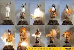 آتش زدن آدم برفی خبیث به سبک مردم زوریخ+تصاویر