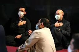 قالیباف و‌ وزیر ارتباطات در عزاداری شب گذشته + عکس