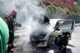 آتش سوزی خودروی 206 در بزرگراه همت/تصاویر