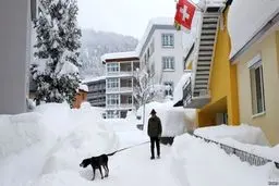 تصاویری از بارش سنگین‌ترین برف در داووس سوئیس