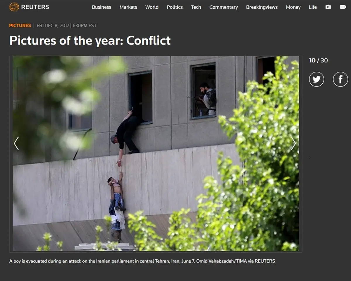 عکس کودک حادثه تروریستی مجلس در میان تصاویر برتر سال رویترز