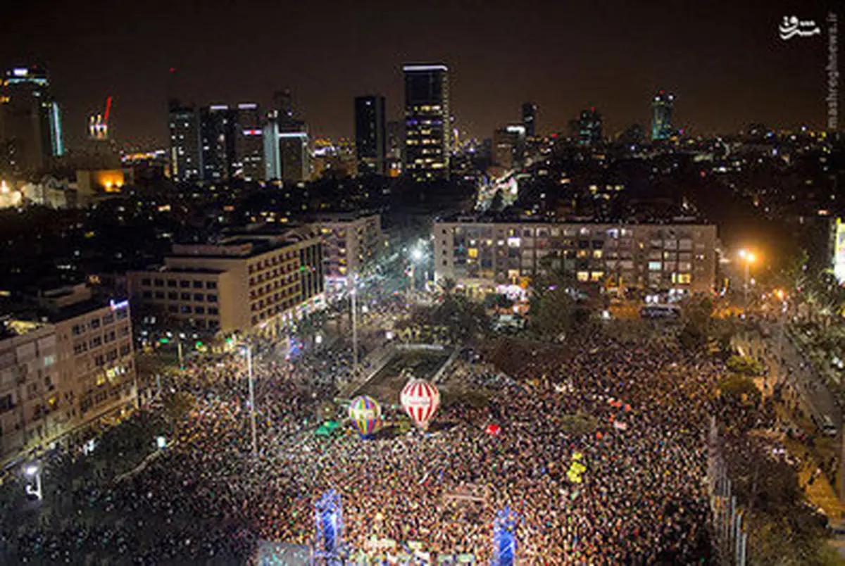 تصاویر تجمع مخالفان نتانیاهو در تل‌آویو