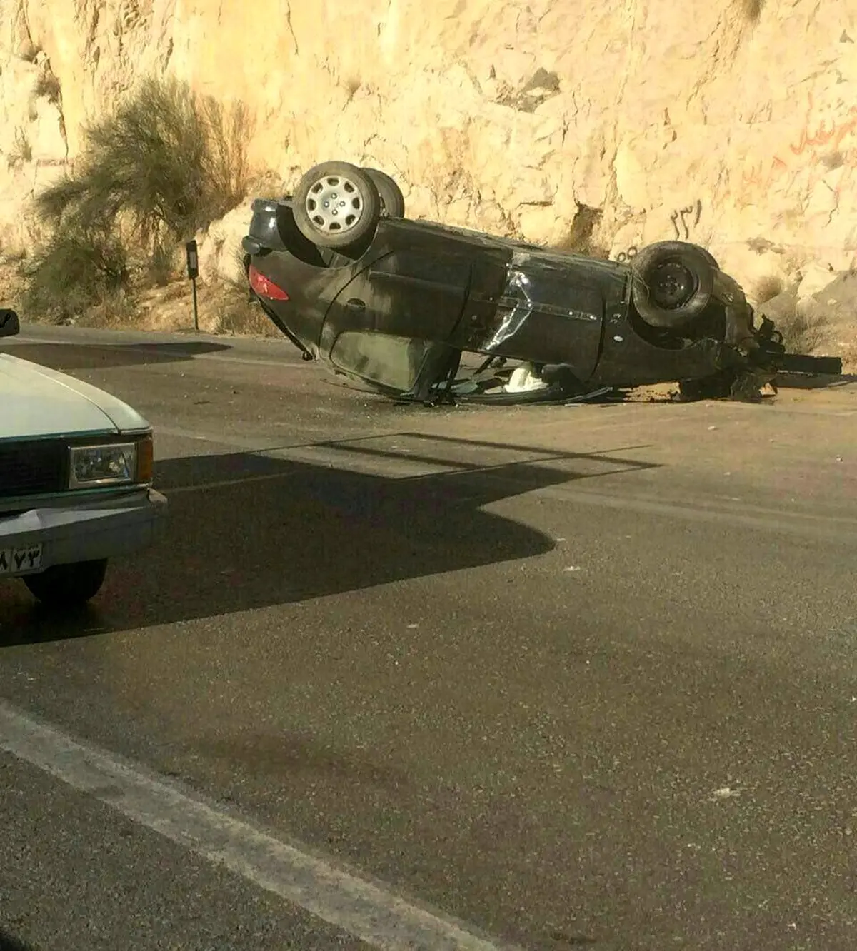 واژگونی خودروی بازیکن سابق استقلال/عکس