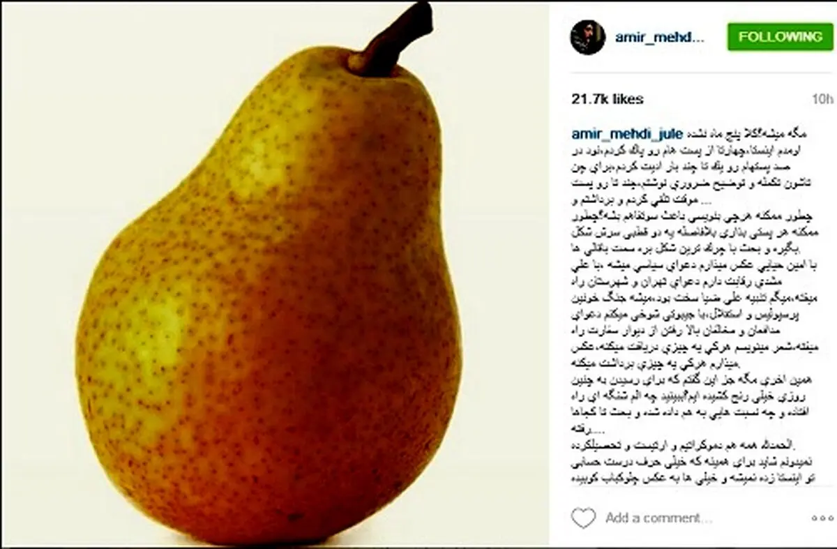 دردسرهای اینستاگرام برای امیرمهدی ژوله