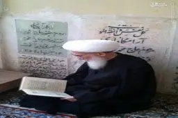 آیت الله نوری همدانی بر سر مزار مادرش/عکس