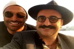 مهران احمدي  و محمدرضا گلزار در پشت صحنه ساخت ايران٢/عکس