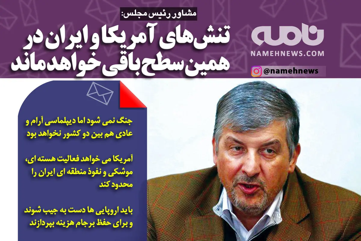 فتوتیتر/ مشاور رئیس مجلس: تنش‌های آمریکا و ایران در همین سطح باقی خواهد ماند