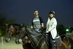 اسب سواری ساره بیات با قهرمان المپیک+عکس