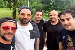 امین حیایی همراه با احسان علیخانی با تیپ کمتر دیده شده