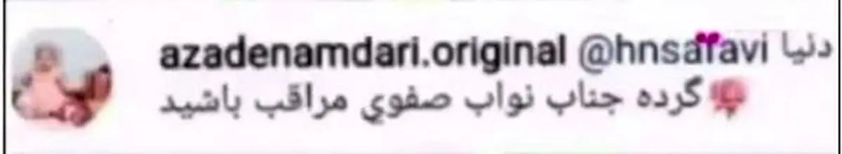 پاسخ آزاده نامداری به تمسخر حسام نواب صفوی + عکس