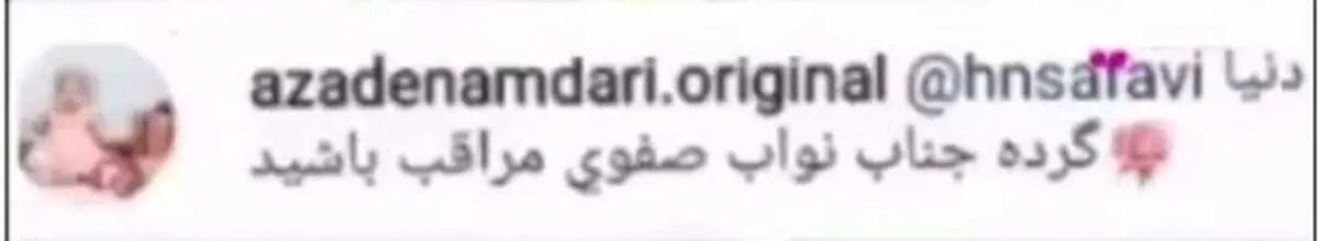 پاسخ آزاده نامداری به تمسخر حسام نواب صفوی + عکس