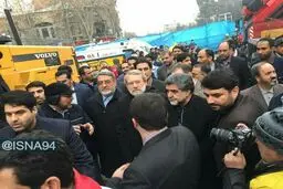 لاریجانی در بازدید از محل حادثه پلاسکو/عکس