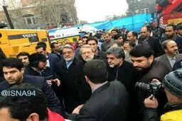 لاریجانی در بازدید از محل حادثه پلاسکو/عکس