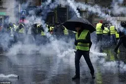 باران اشک‌آور در خیابان شانزه‌لیزه / عکس