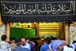 مراسم سیاه پوش کردن حرم حضرت علی(ع)/تصاویر