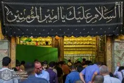 مراسم سیاه پوش کردن حرم حضرت علی(ع)/تصاویر