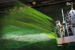 سبز شدن رنگ آب رودخانه شیکاگو/تصاویر