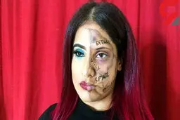 دختر معلولی که کلمات آزار دهنده را روی صورتش نوشت + عکس