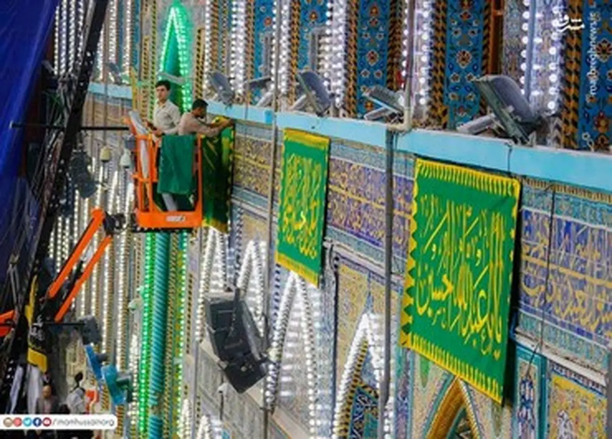 آذین بندی حرم کربلای حسینی در اعیاد مبارک شعبانیه/تصاویر