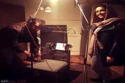 ترانه علیدوستی و شهاب حسینی در استودیوی ضبط صدا برای فیلم جدید فرهادی/ عکس