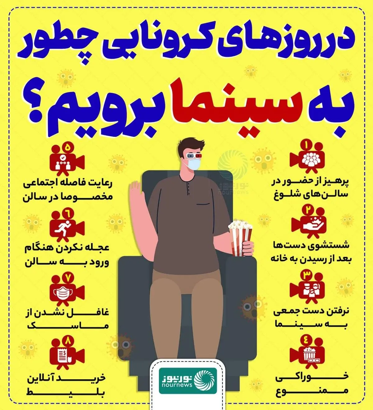 در روزهای کرونایی چطور به سینما برویم؟ + اینفوگرافی
