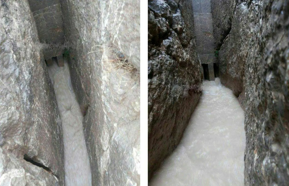 خروج سیلاب از کانال‌های زیرزمینی تخت‌جمشید/عکس