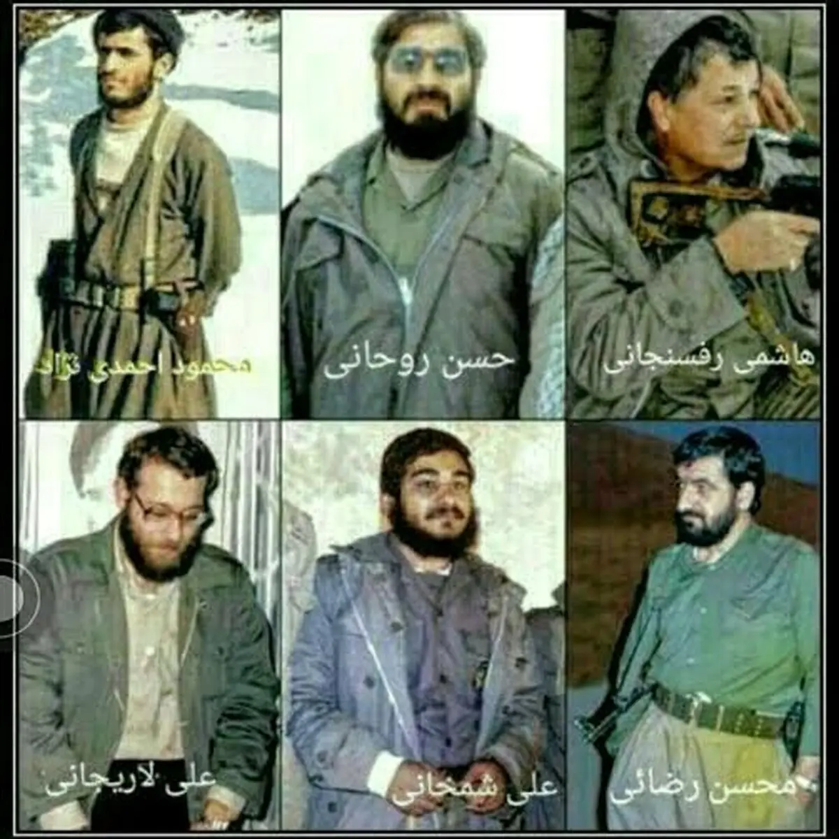 هاشمی، روحانی و احمدی نژاد در لباس نظامی/ عکس