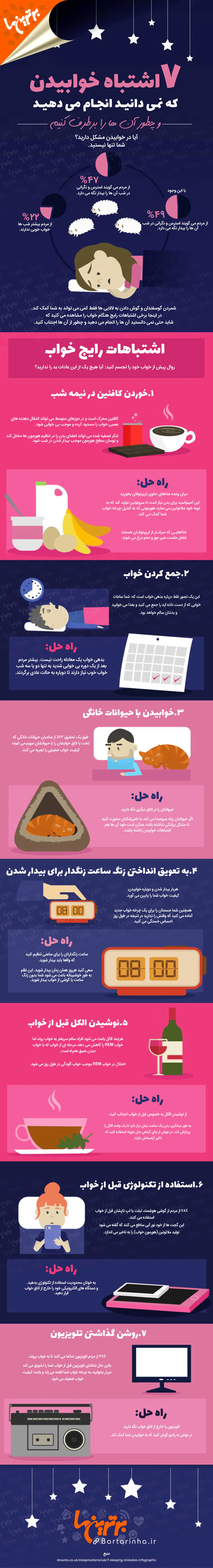 ۷ اشتباه خوابیدن، که نمی‌دانید و انجام می‌دهید!/اینفوگرافی