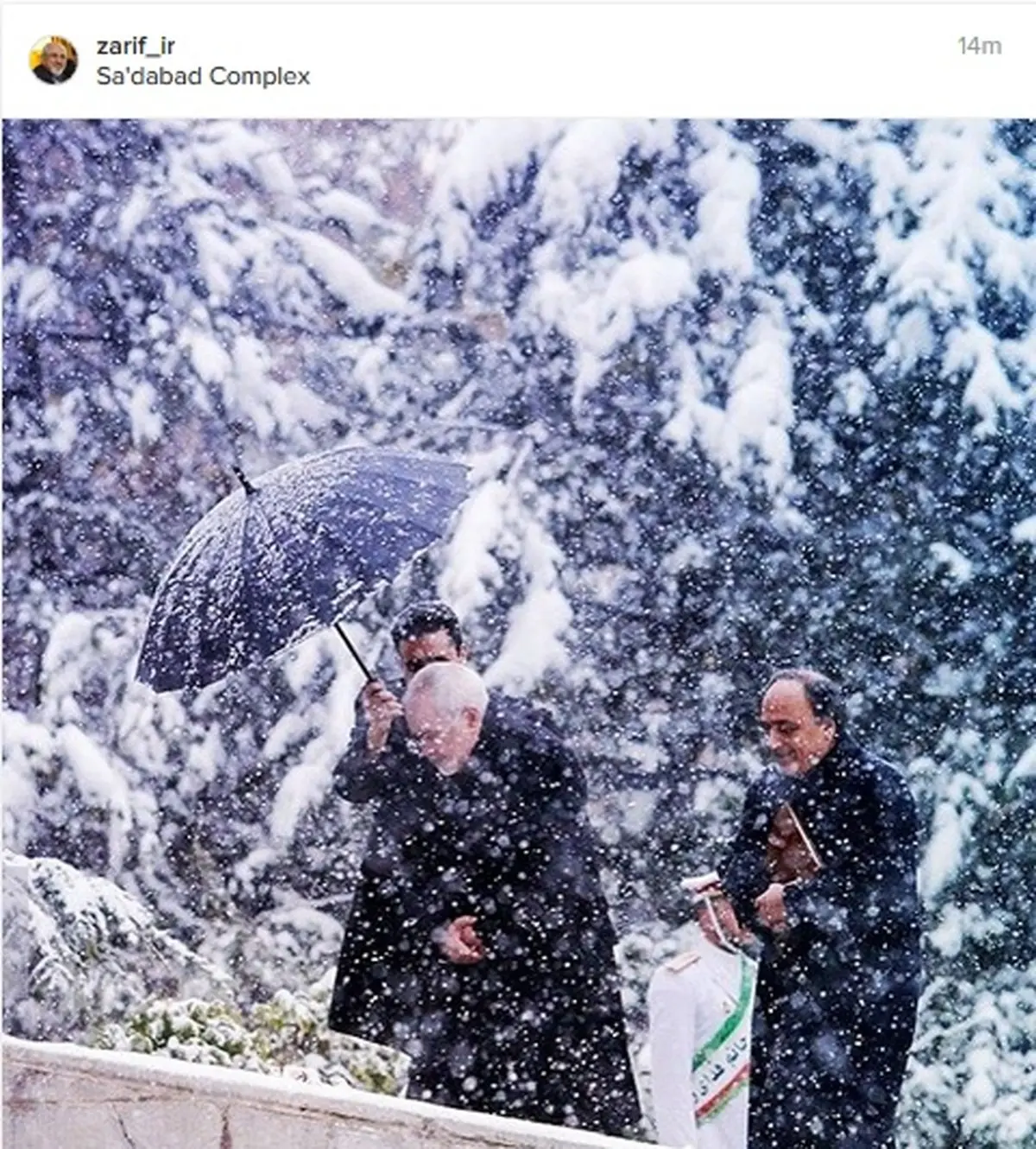 روایت اینستاگرامی ظریف از تهران برفی/عکس