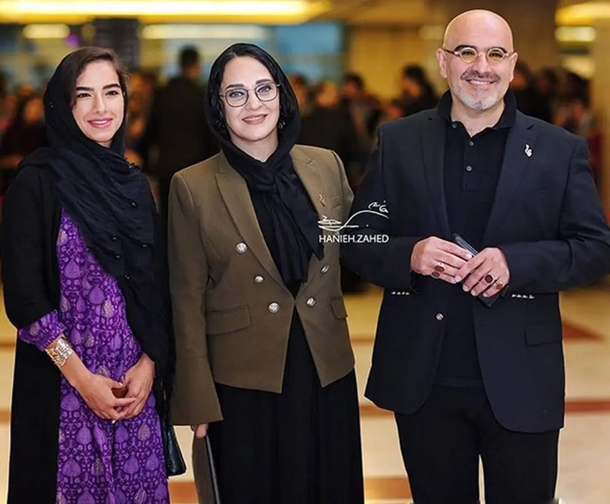 رویا نونهالی به همراه همسر و دخترش در جشن حافظ/عکس