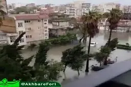 ببینید: هم اکنون؛خیابان و معابر شهر گنبد غرق در آب