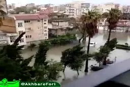 ببینید: هم اکنون؛خیابان و معابر شهر گنبد غرق در آب